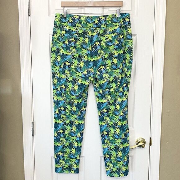 Soft Surroundings Size Large Superla Pull On Pants Skinny Abstract Green Blue - Picture 5 of 9